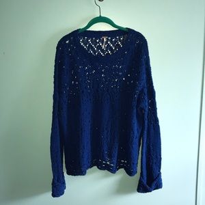 Free People Blue Crew Neck Sweater